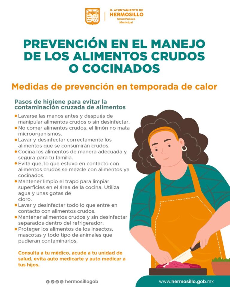 Emite Salud Pública Municipal recomendaciones para prevenir la contaminación cruzada por alimentos